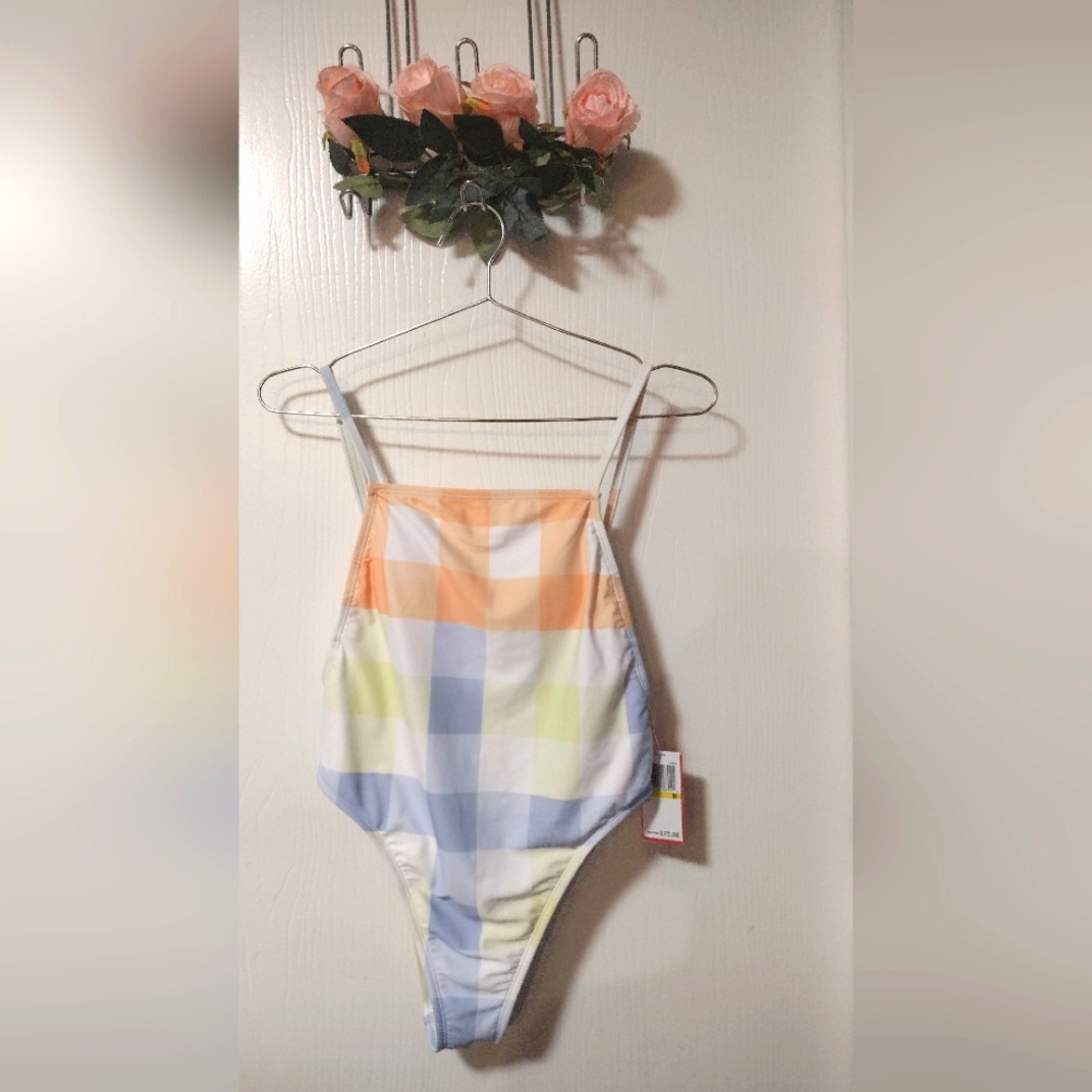 Gossip plaid one piece high leg swimsuit